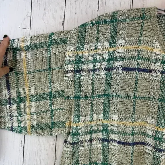 VTG Conte di Milano Green Plaid V-Neck Sweater Cosby Grandpa Italy Size Large - Picture 3 of 13